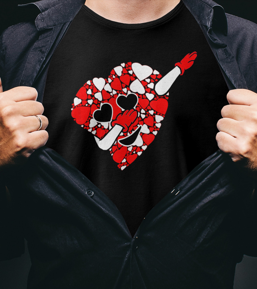 Funny Cute Dabbing Red White Hearts Vale T-Shirt