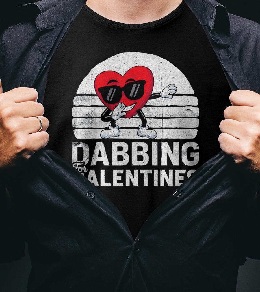Dabbing For Valentines Funny Heart Valentine’s Day T-Shirt