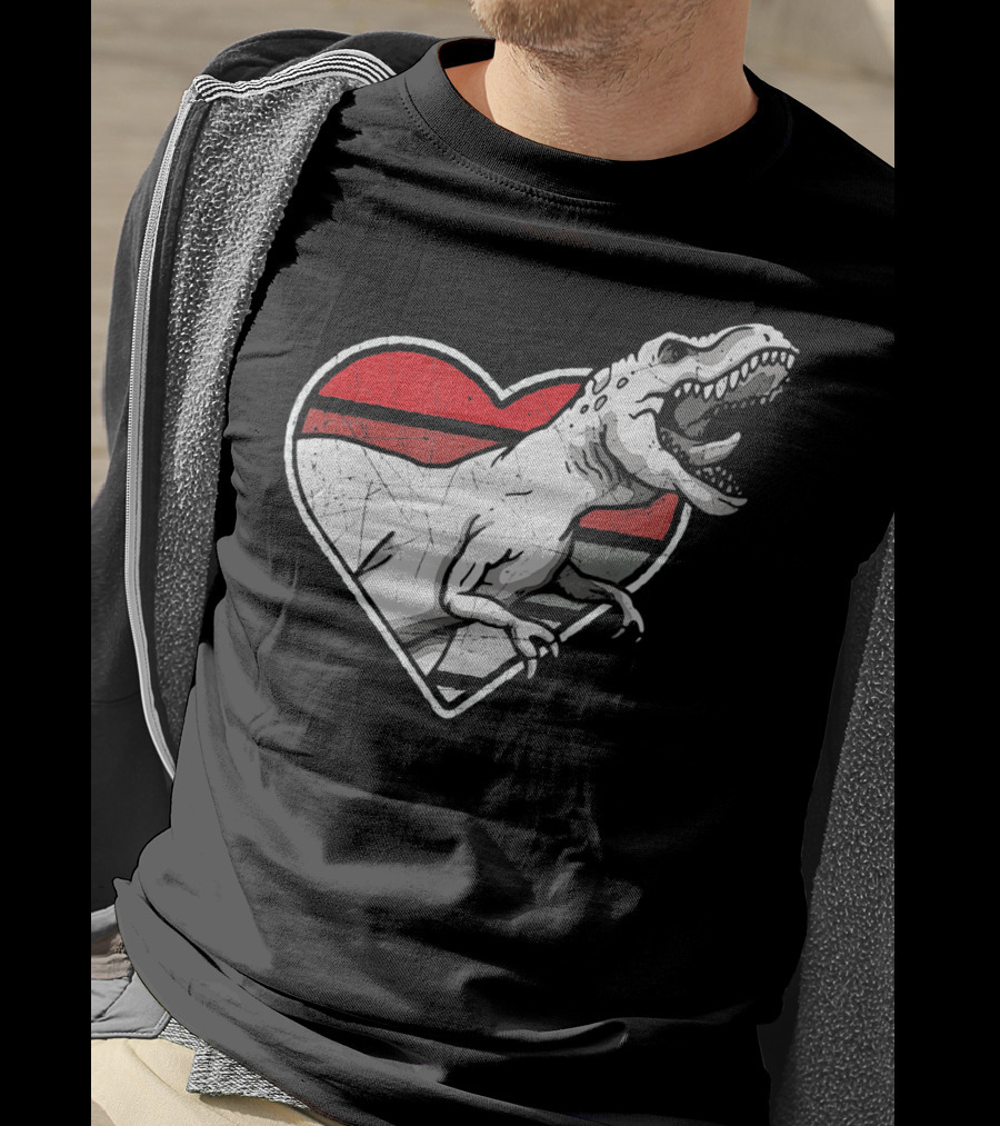 Valentine's Day Heart T-Rex Love Dinosaur Fun T-Shirt