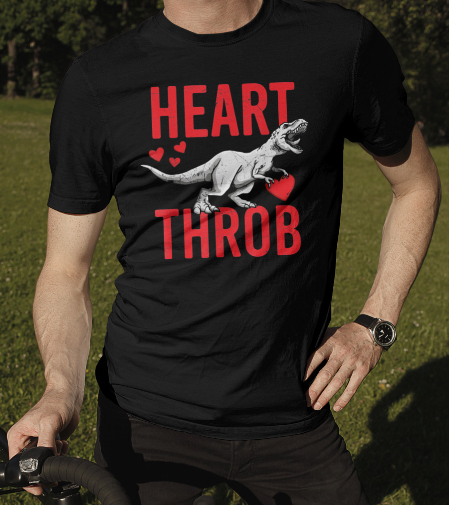 Funny Dinosaur Valentine's Day Heart Throb T-Rex With Hearts T-Shirt