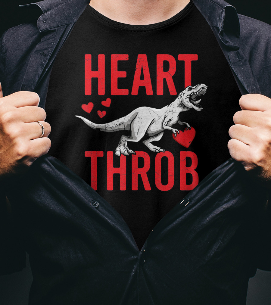 Funny Dinosaur Valentine's Day Heart Throb T-Rex With Hearts T-Shirt