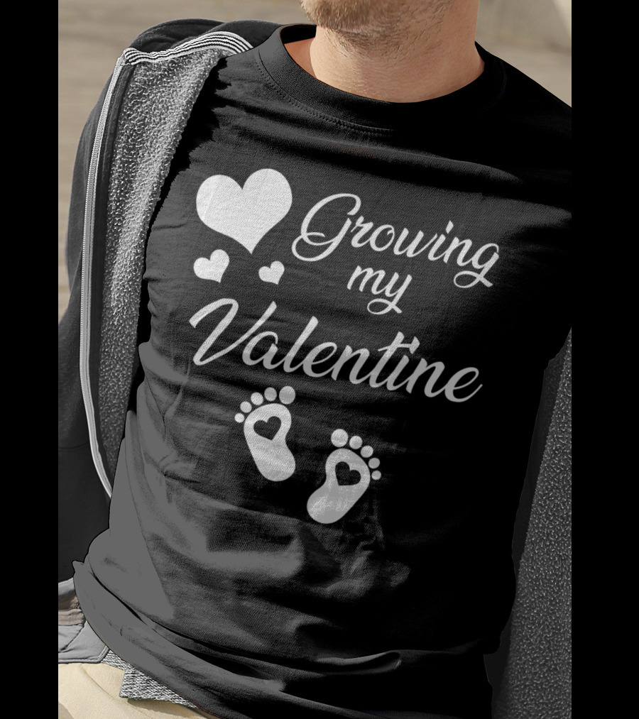 Growing My Valentine Heart Footprint T-Shirt