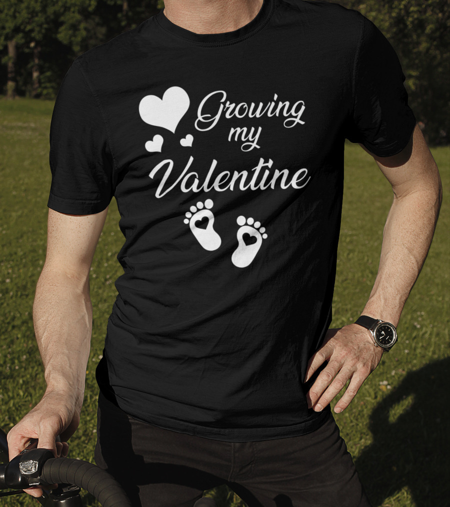 Growing My Valentine Heart Footprint T-Shirt