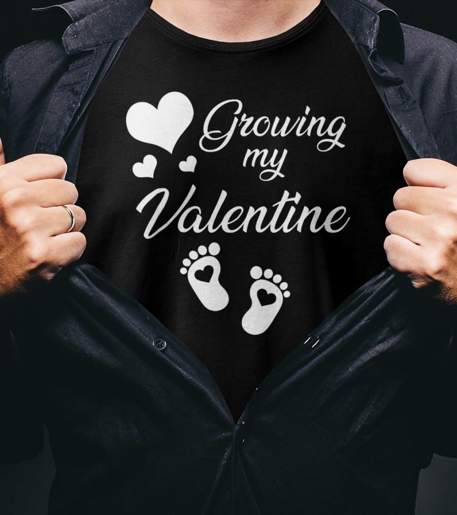 Growing My Valentine Heart Footprint T-Shirt