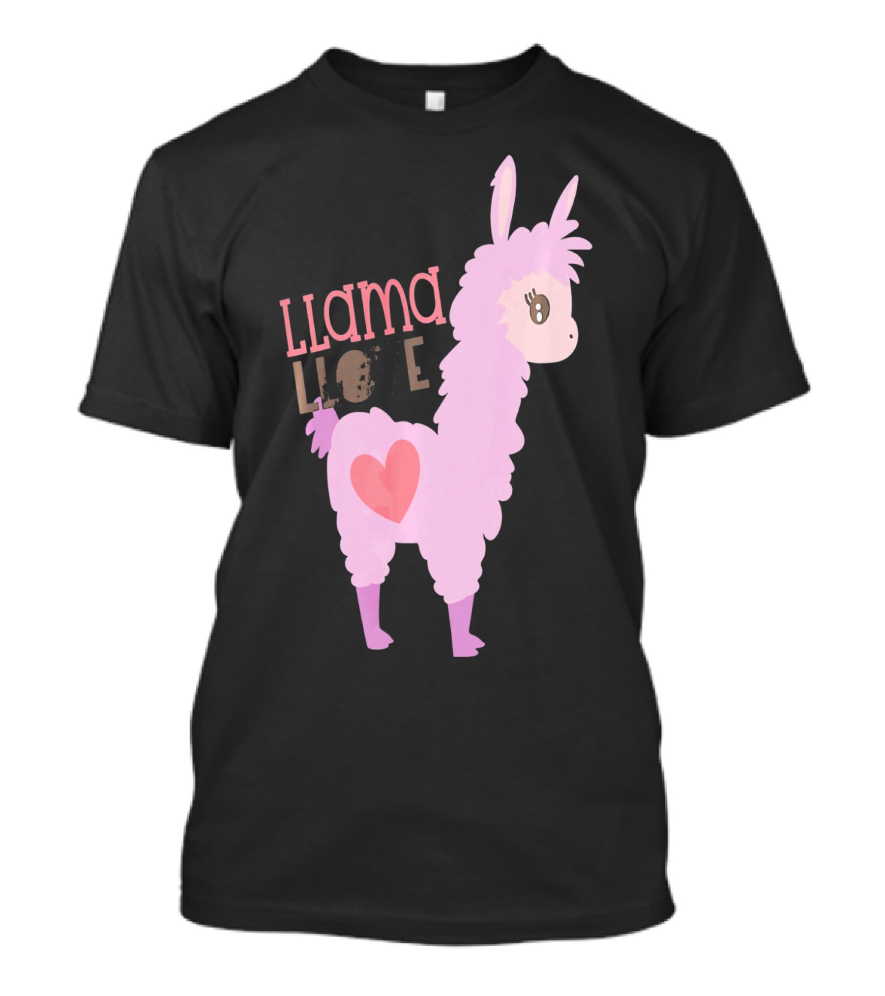 Llama Love Valentine Pink Heart T-Shirt