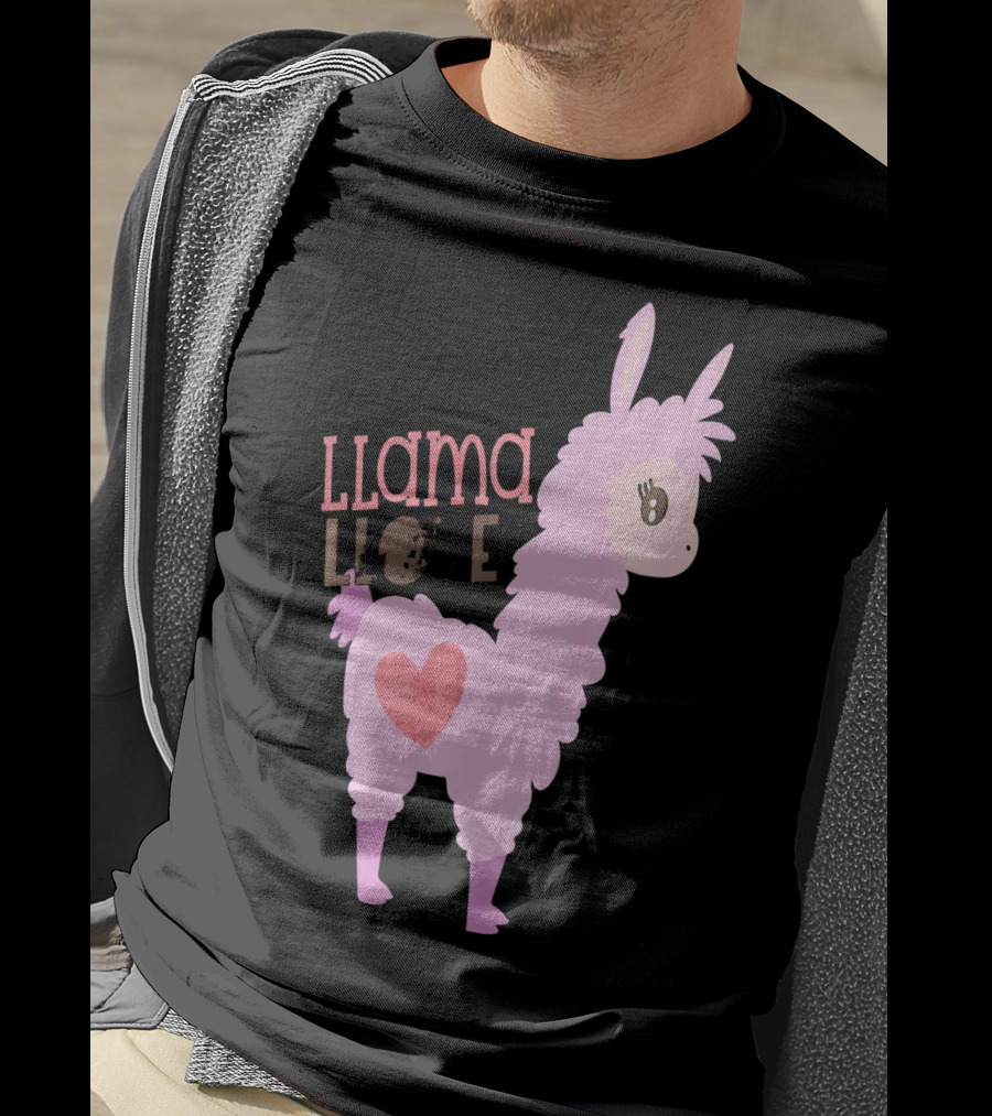 Llama Love Valentine Pink Heart T-Shirt