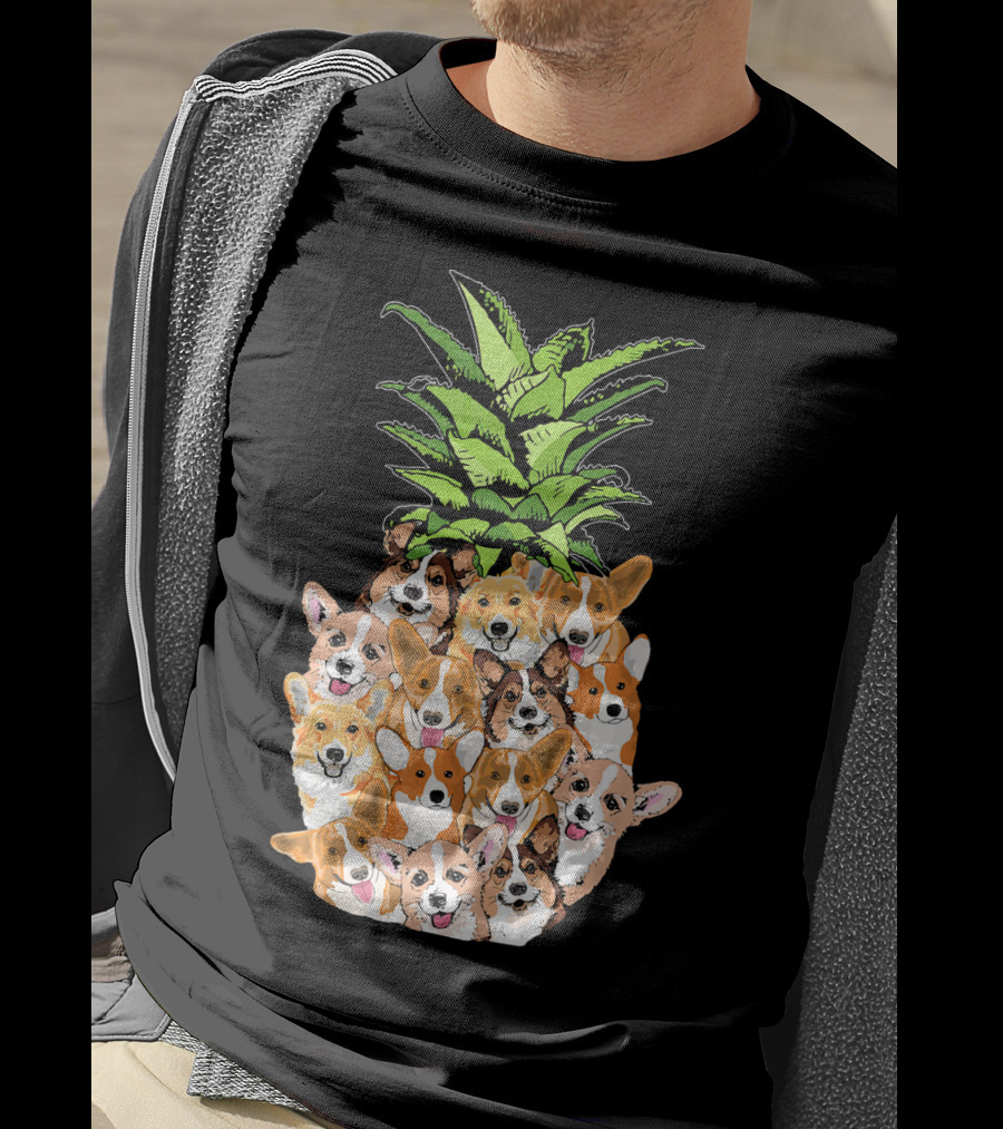 Funny Pineapple Corgi Valentine's Birthday T-Shirt