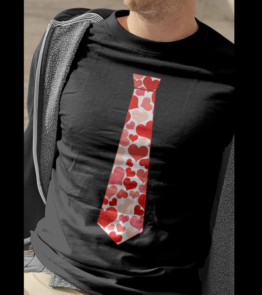 Funny Red Hearts Neck Tie For Valentine’s Day T-Shirt