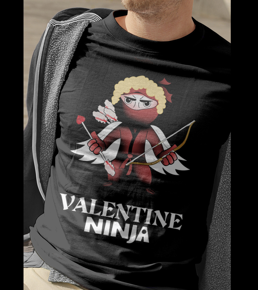 Valentine Ninja Heart Arrow Bow Funny T-Shirt