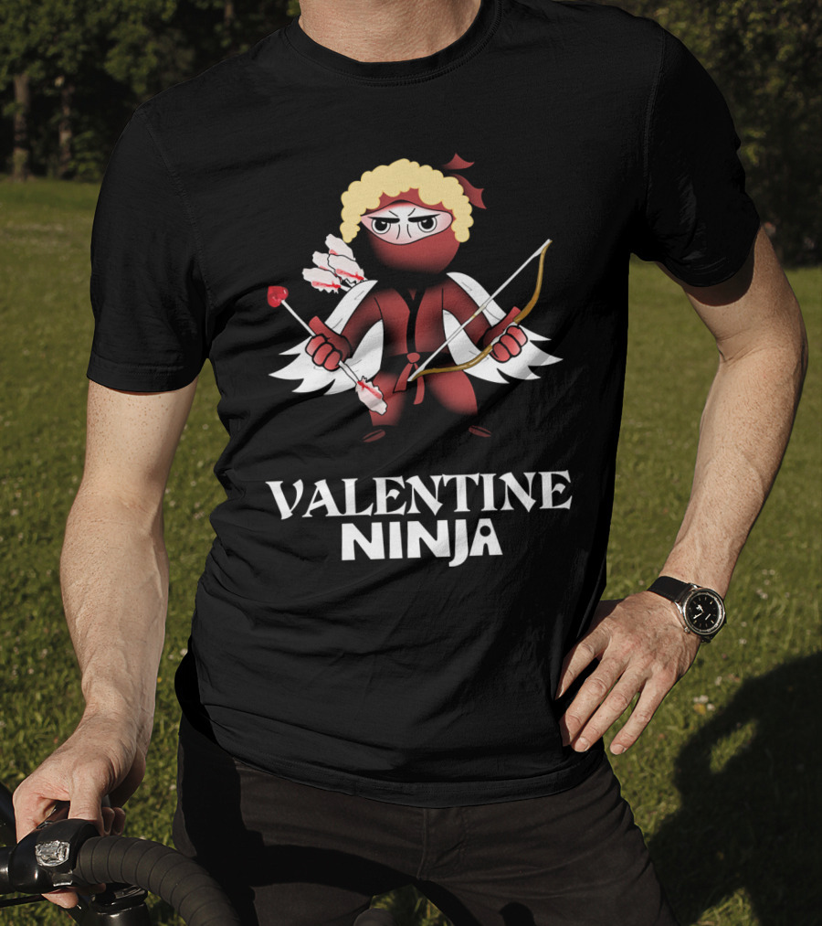 Valentine Ninja Heart Arrow Bow Funny T-Shirt