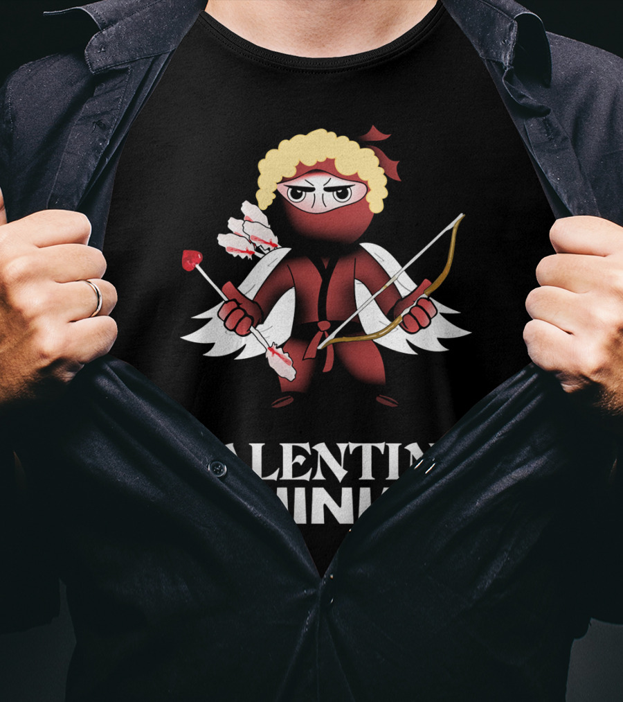 Valentine Ninja Heart Arrow Bow Funny T-Shirt
