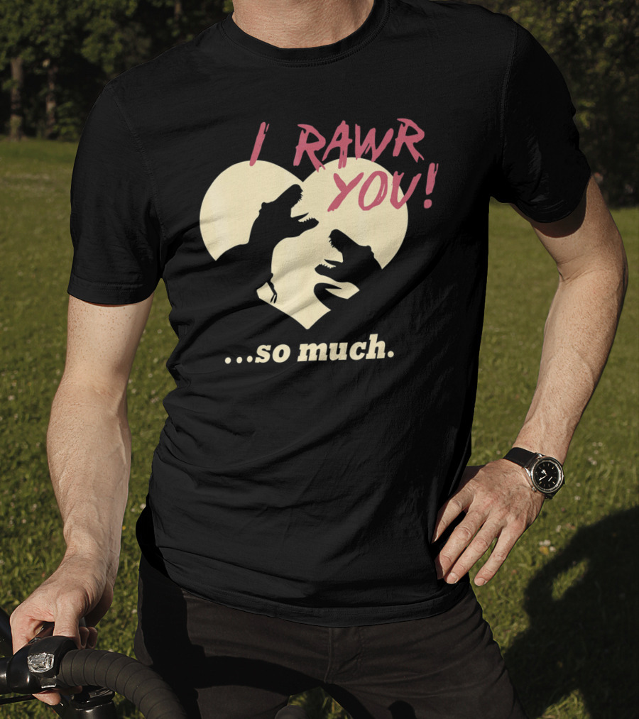 I RAWR YOU Dinosaur Valentine Heart Silhouette So Much T-Shirt