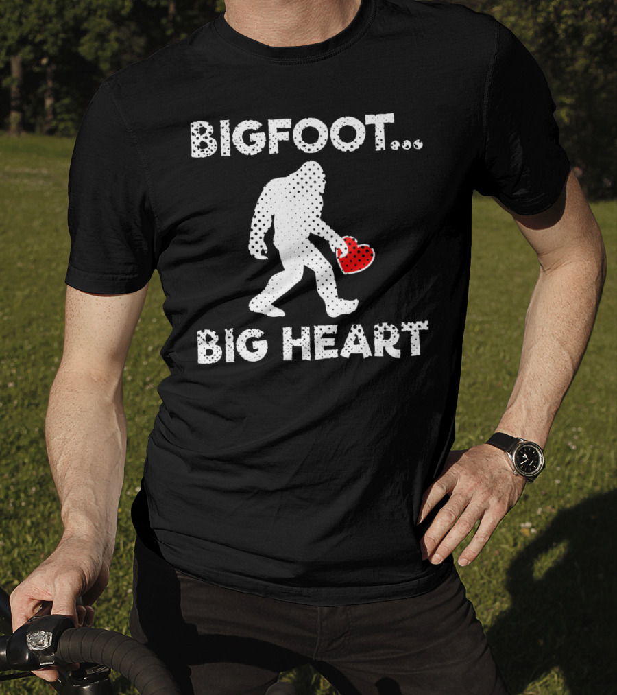 Bigfoot Big Heart Valentine's Day Funny Bigfoot Heart T-Shirt