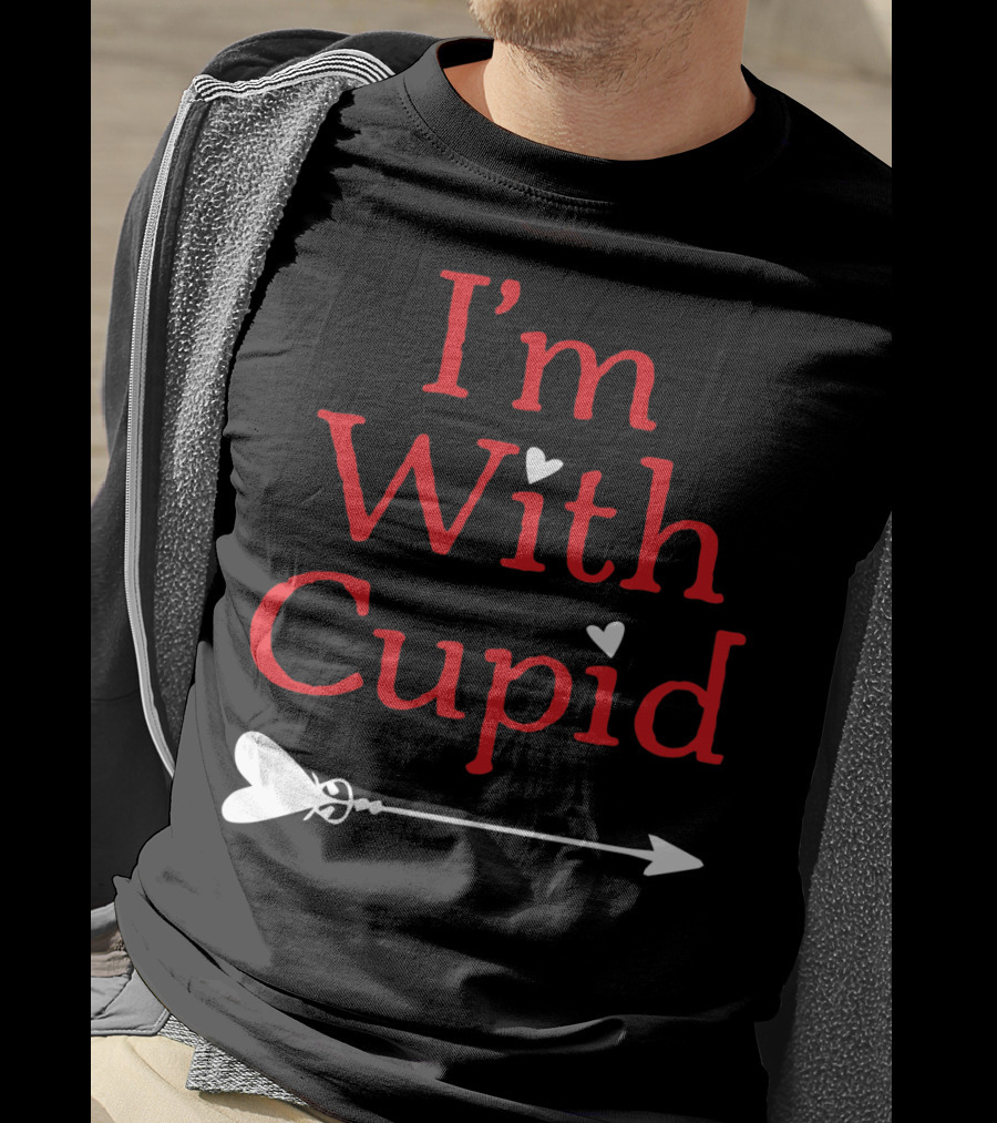 I'm With Cupid Funny Valentine's Day Arrow T-Shirt