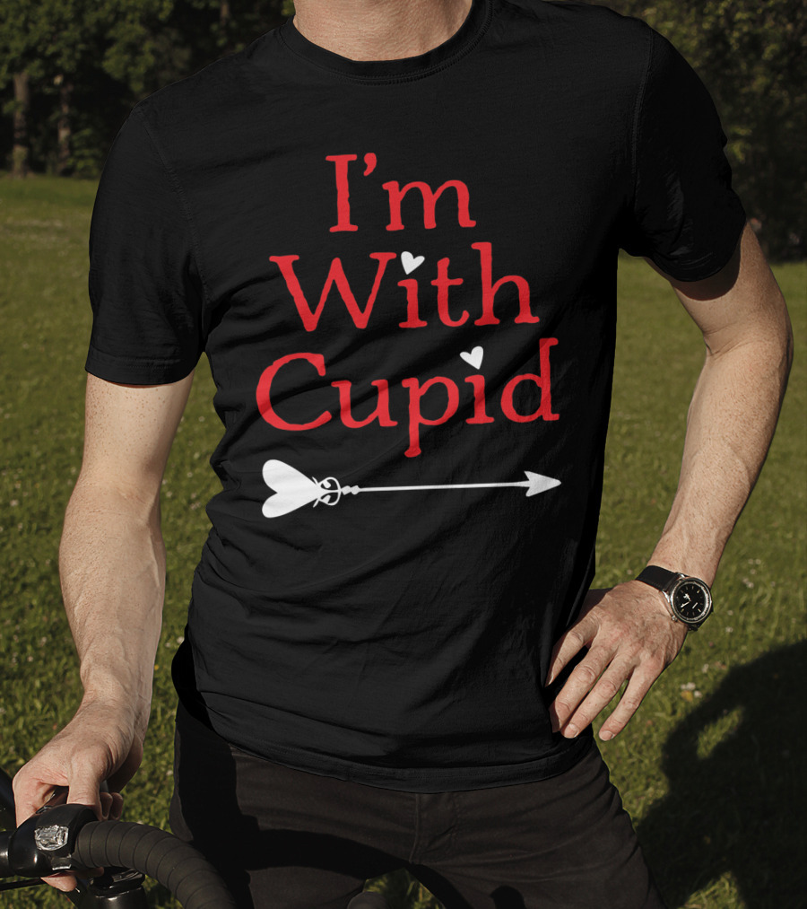 I'm With Cupid Funny Valentine's Day Arrow T-Shirt