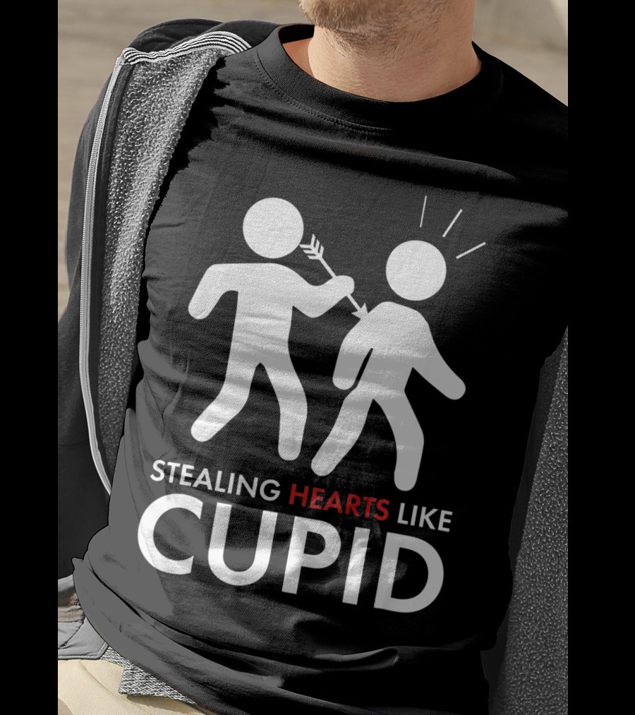 Stealing Hearts Like Cupid Valentine's Day Humor T-Shirt