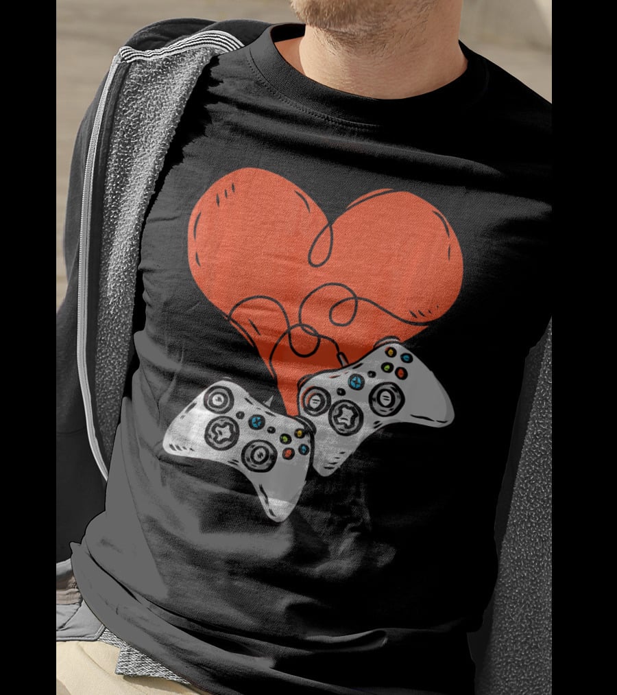 Funny Heart With Video Game Controllers T-Shirt