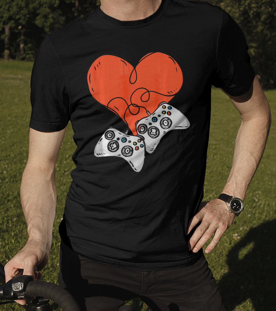 Funny Heart With Video Game Controllers T-Shirt