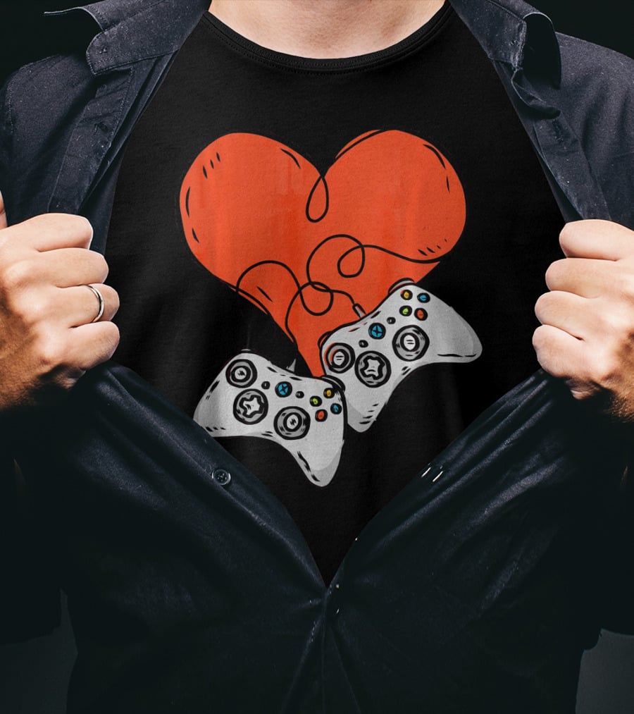 Funny Heart With Video Game Controllers T-Shirt