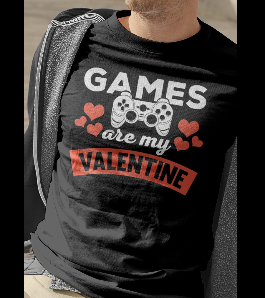 Games Are My Valentine Controller Hearts T-Shirt