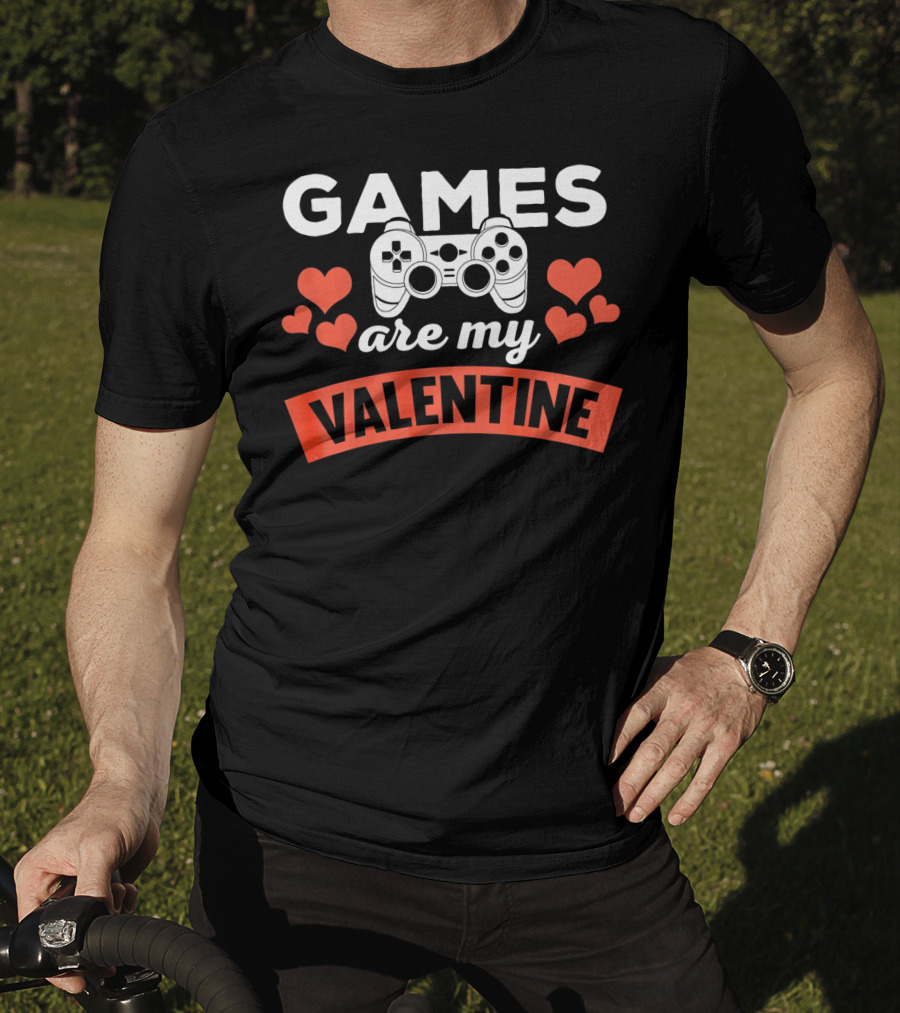Games Are My Valentine Controller Hearts T-Shirt