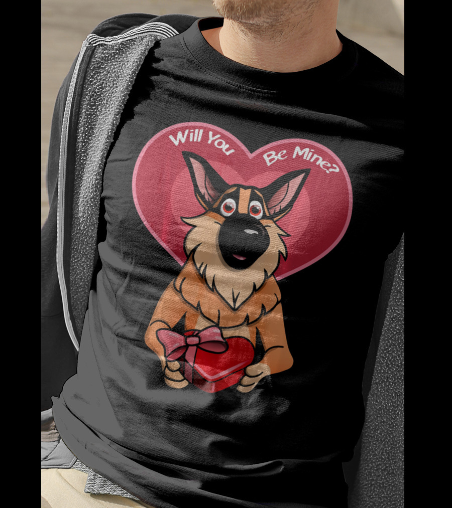 Will You Be Mine German Shepherd Valentine T-Shirt
