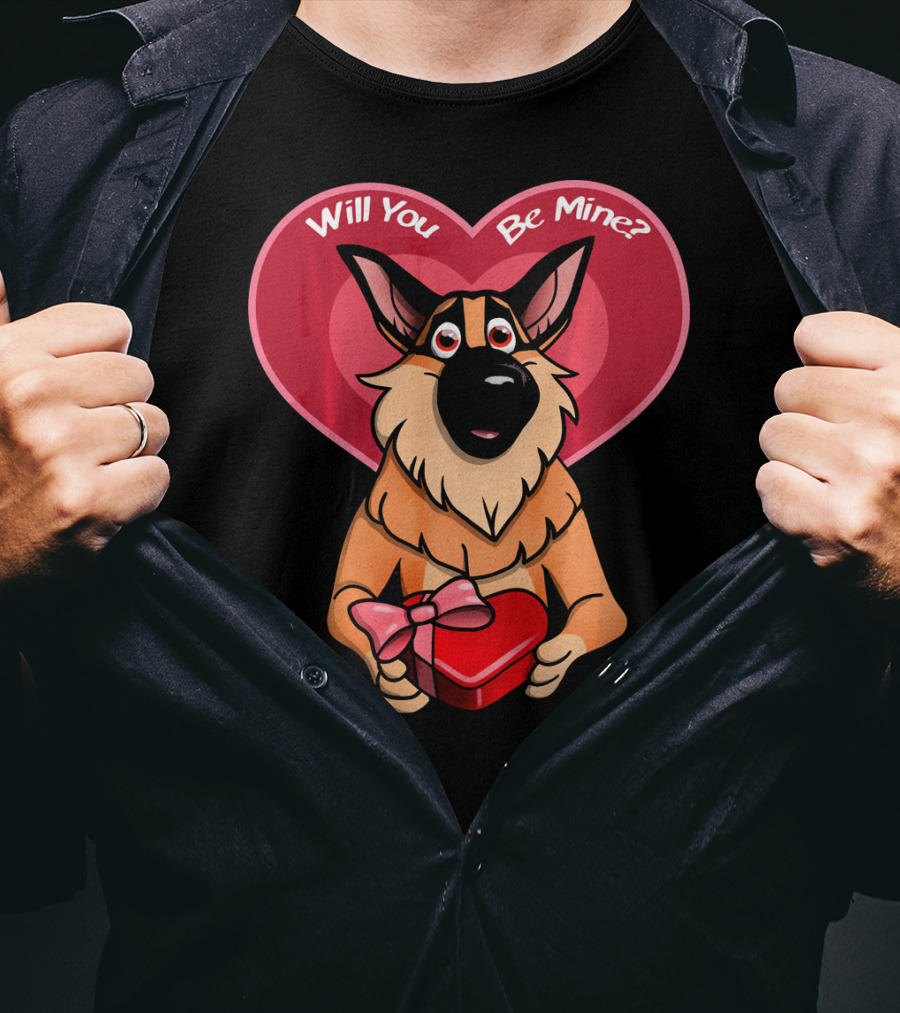 Will You Be Mine German Shepherd Valentine T-Shirt
