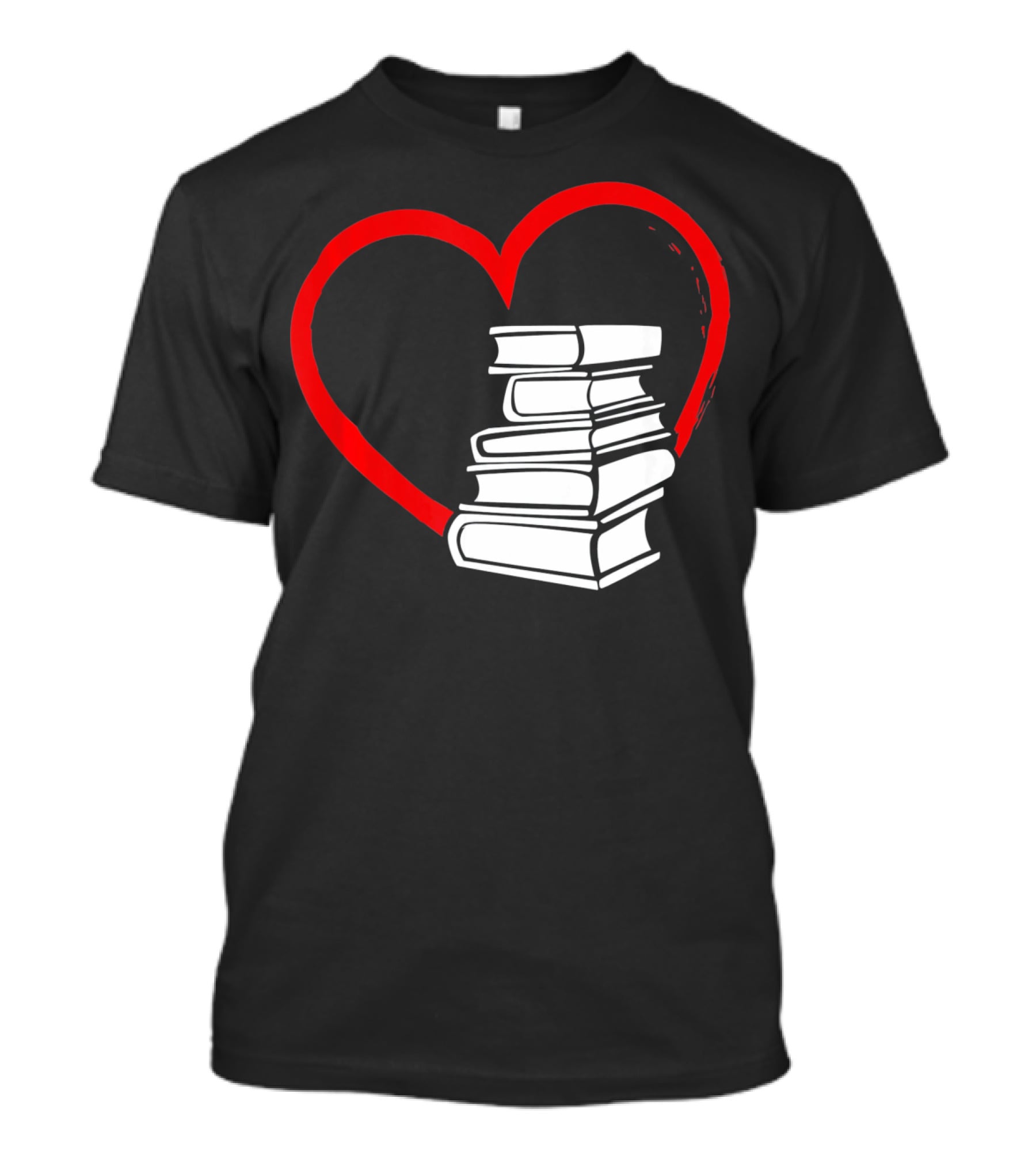 Heart And Book Stack For Book Lovers T-Shirt