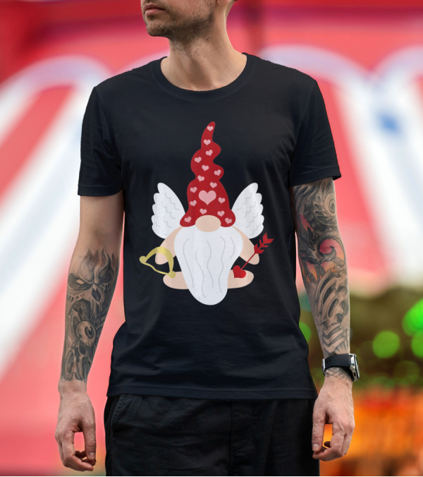 Premium T-Shirt: Gnome Cupid with Heart Arrow Valentines Day T-Shirt Gnome Cupid with Heart Arrow Valentines Day T-Shirt