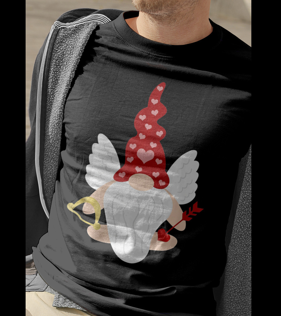 Gnome Cupid With Heart Arrow Valentines Day T-Shirt