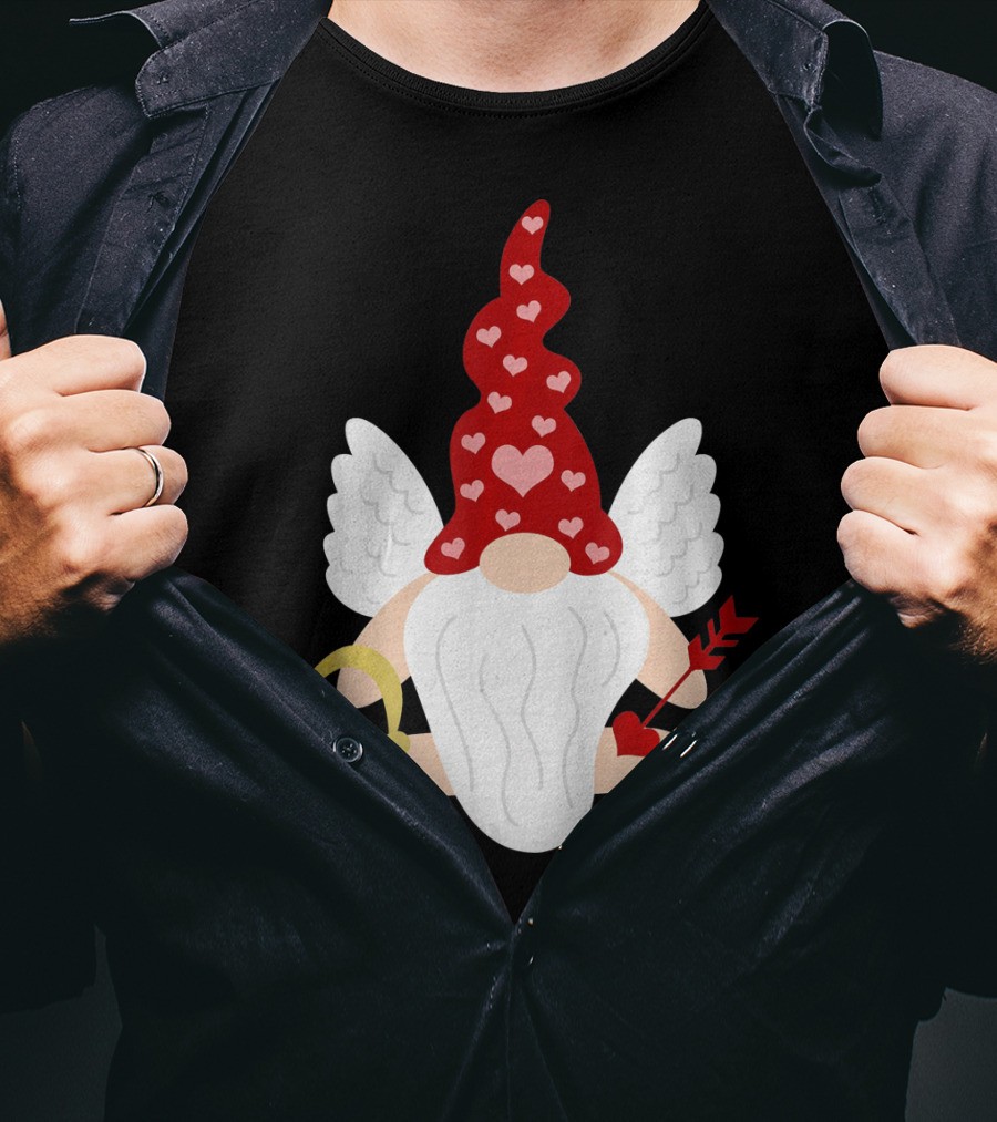 Gnome Cupid With Heart Arrow Valentines Day T-Shirt
