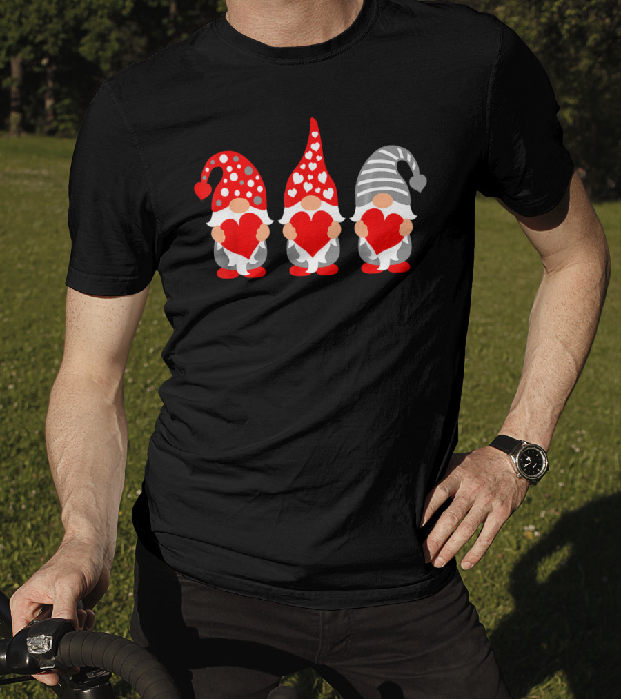 Gnomes Holding Hearts Valentine's Day Festive Hat Trio T-Shirt