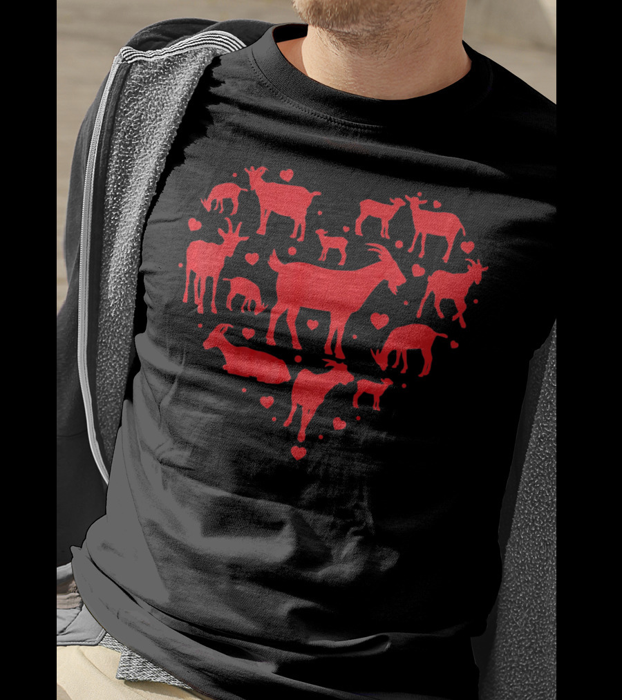 Goat Valentines Day Heart Silhouette Lover T-Shirt