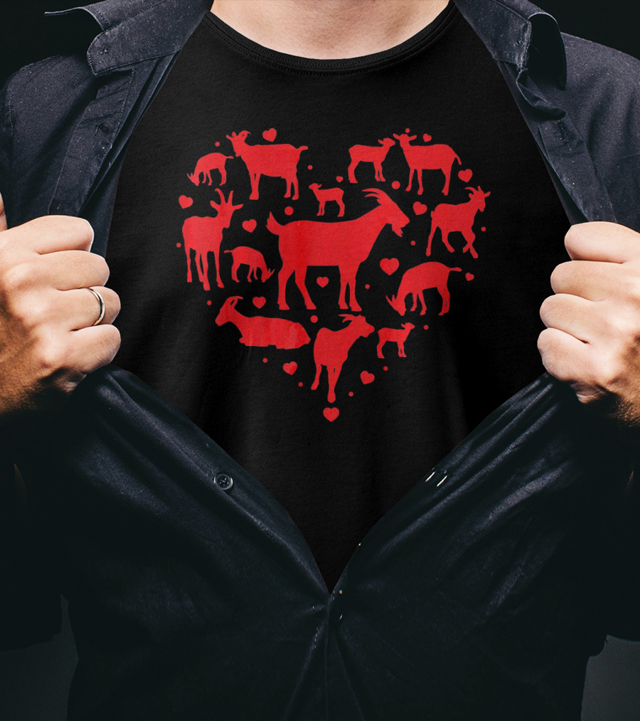 Goat Valentines Day Heart Silhouette Lover T-Shirt