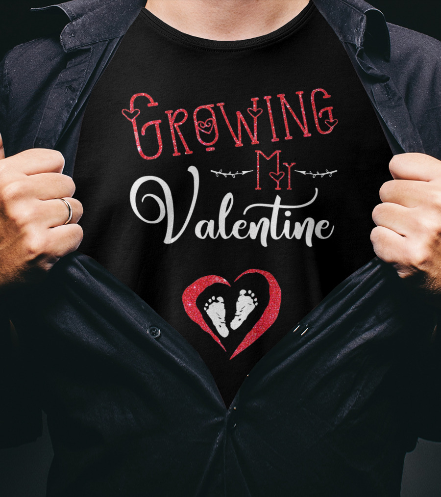 Growing My Valentine Heart Baby Feet Love Valentine's T-Shirt