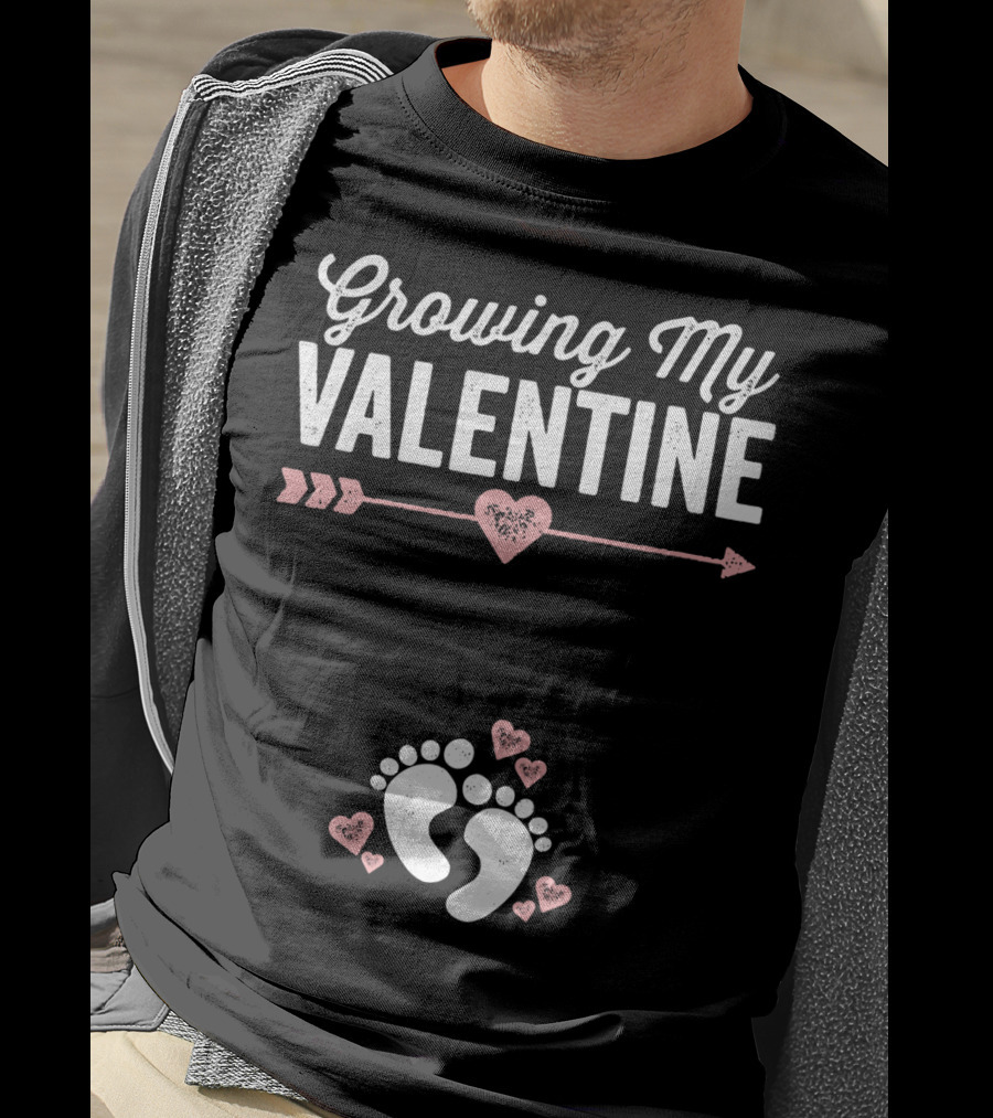 Growing My Valentine Footprints Hearts T-Shirt
