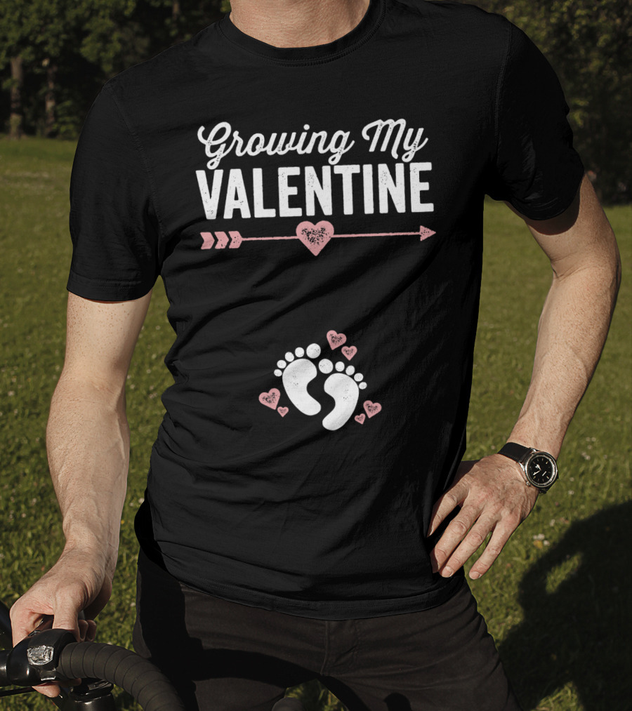 Growing My Valentine Footprints Hearts T-Shirt