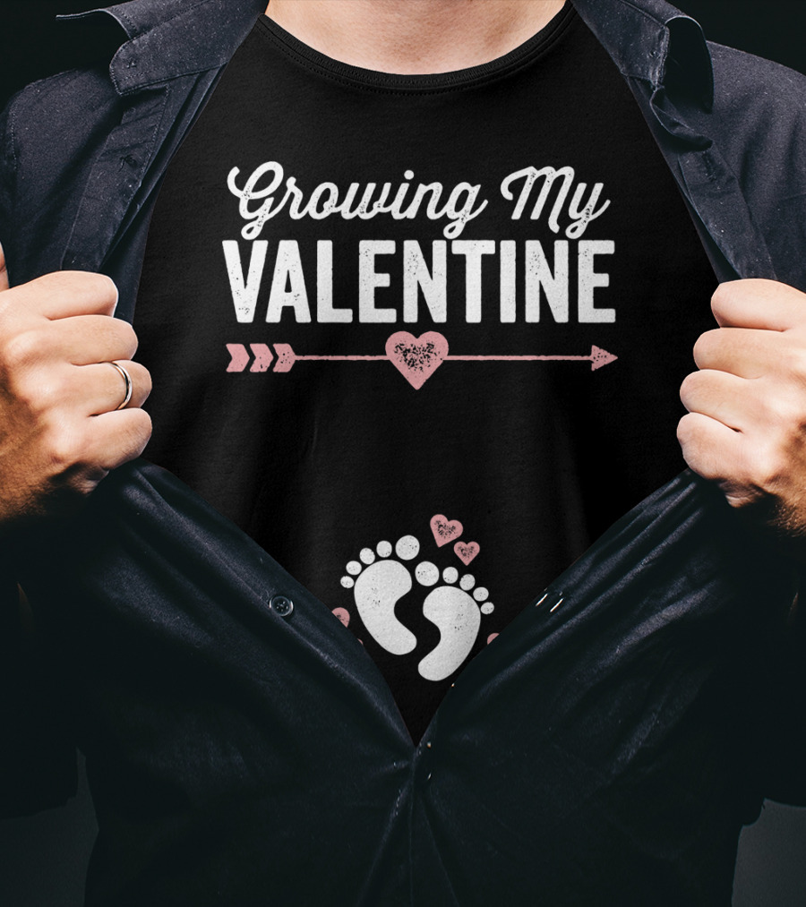 Growing My Valentine Footprints Hearts T-Shirt