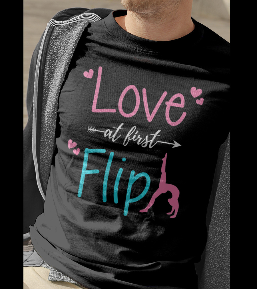 Love At First Flip Gymnastics Hearts Performance T-Shirt