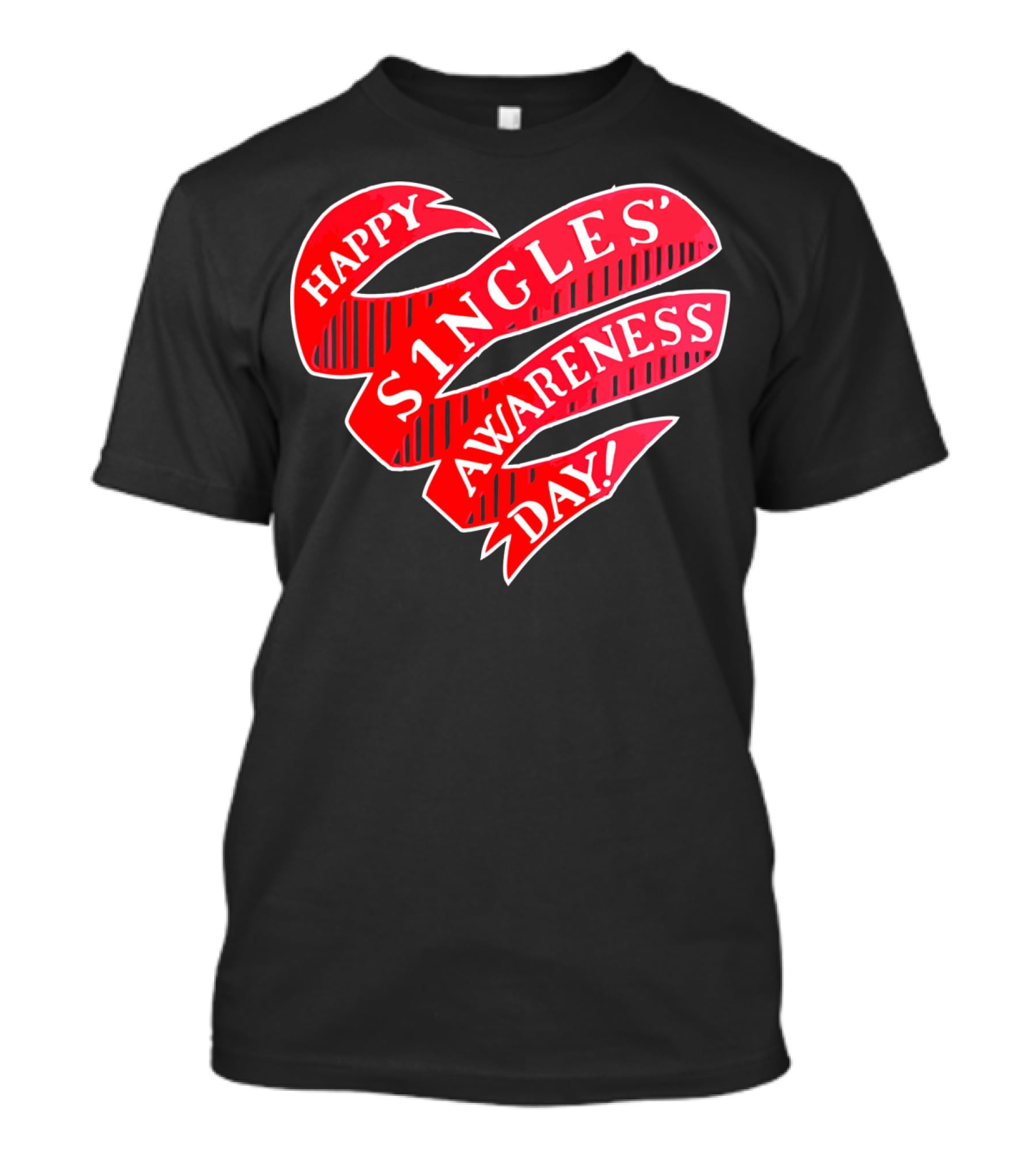 Happy Singles Awareness Day Red Ribbon Heart T-Shirt