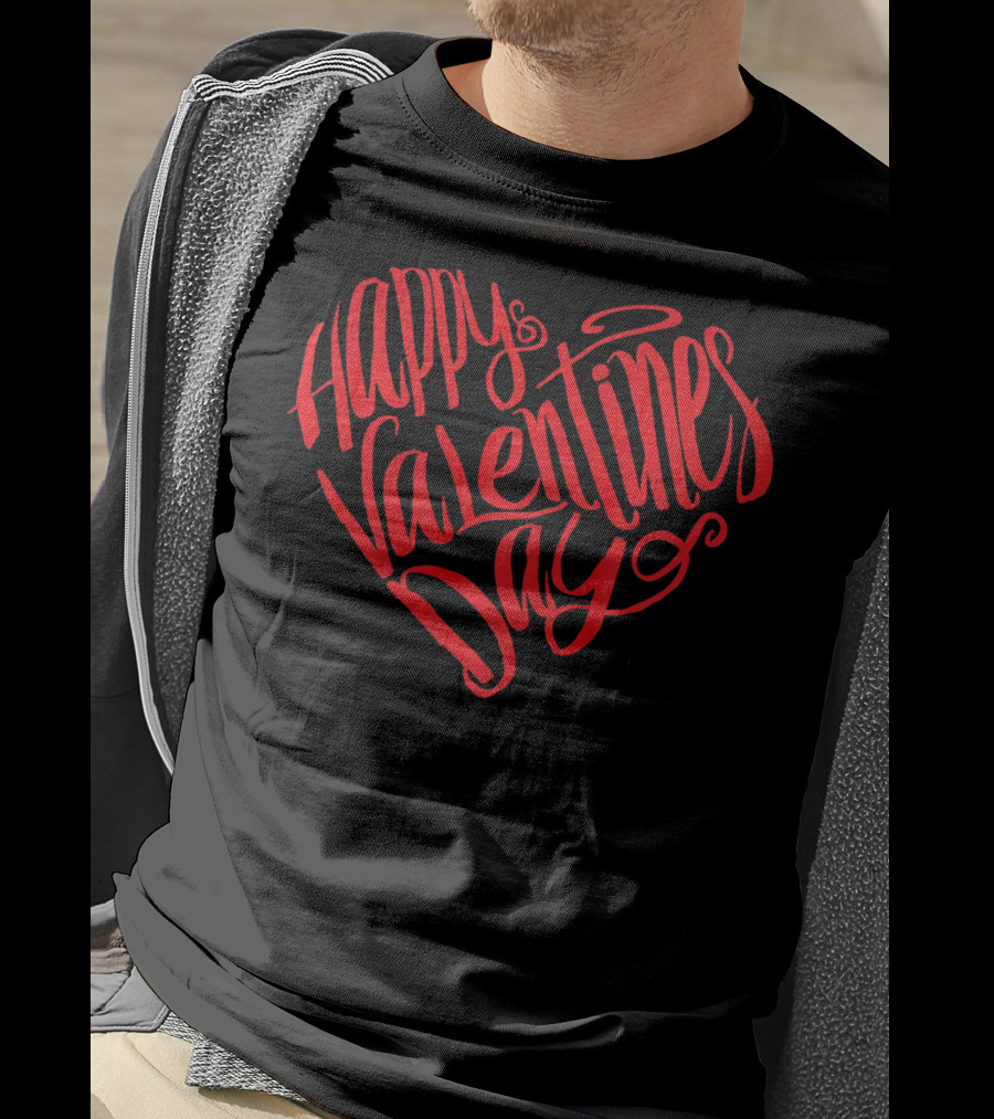 Happy Valentines Day Red Heart Typography T-Shirt