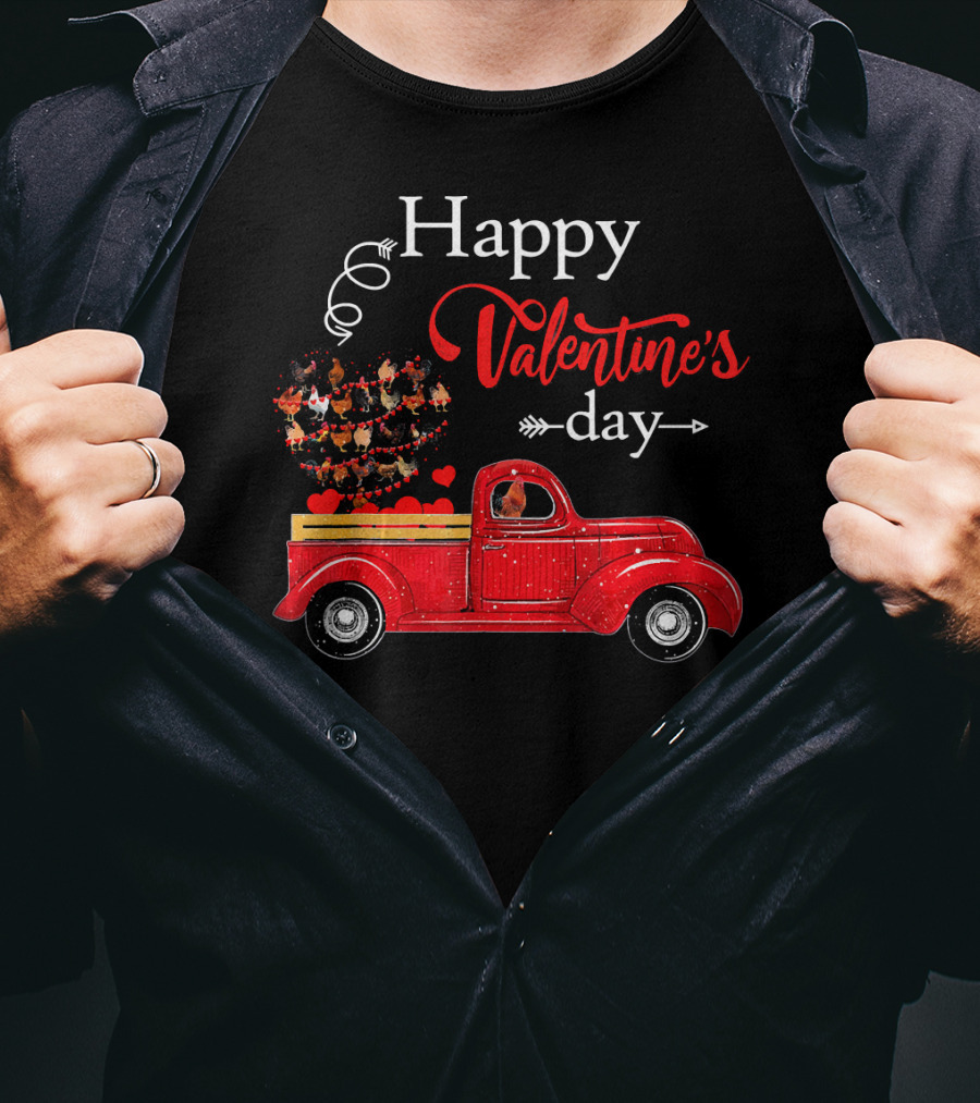 Happy Valentine's Day Truck Carrying Hearts T-Shirt