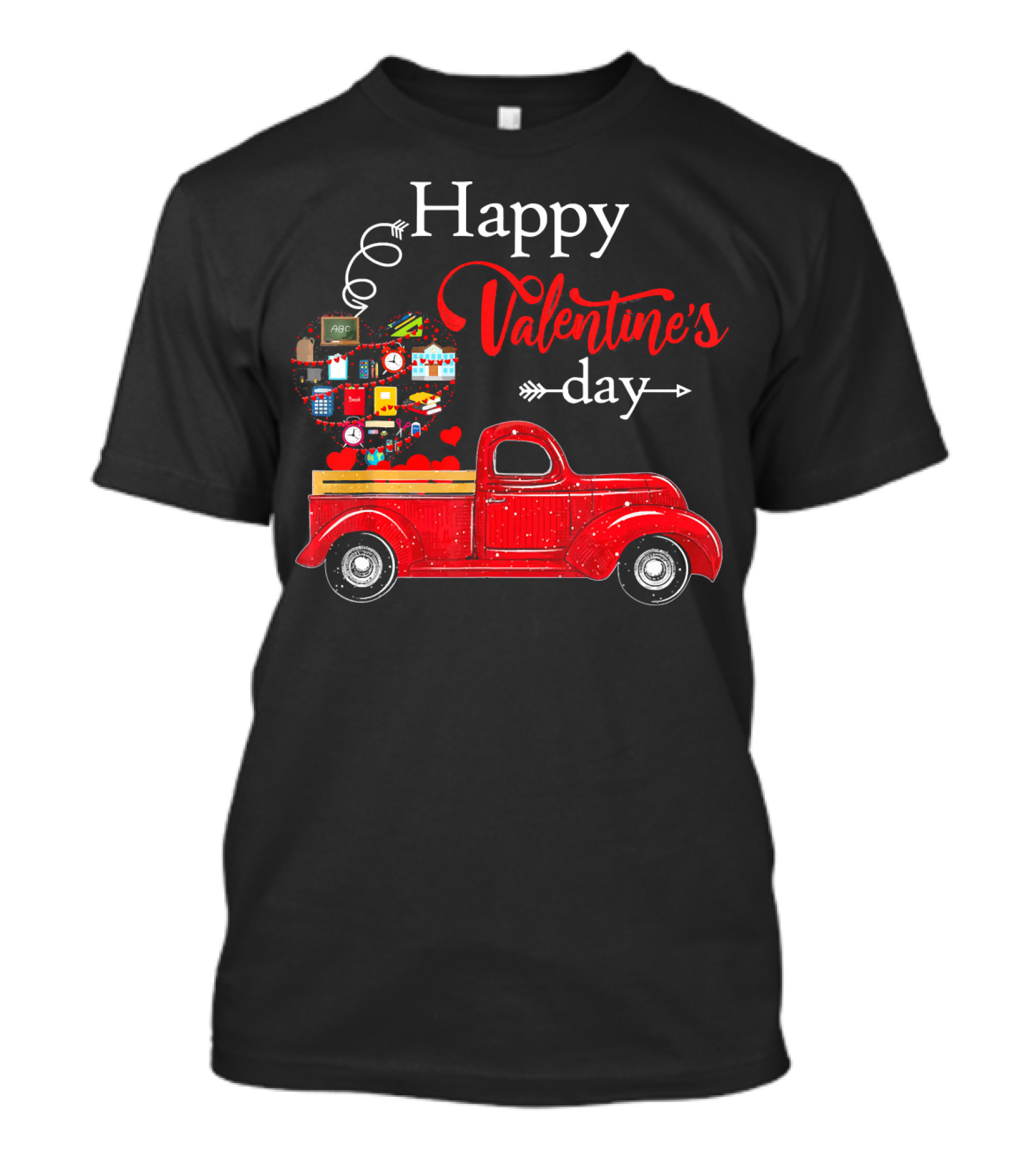 Happy Valentines Day Truck Carrying Heart Of Gifts And Love T-Shirt