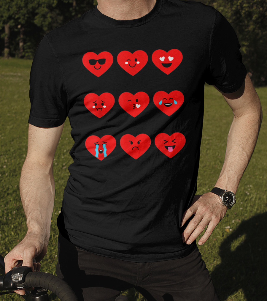 Heart Emoticon Valentines With Cute Faces And Expressions T-Shirt