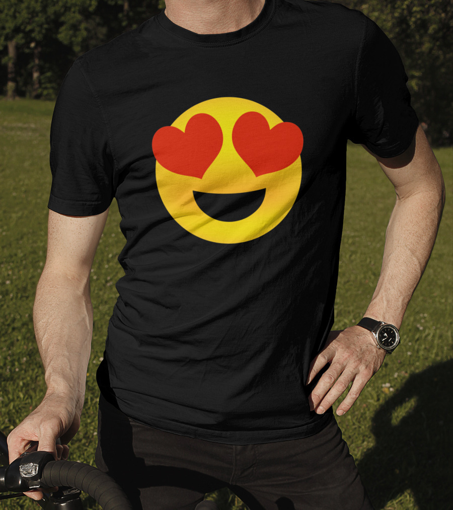 Heart Eyes Emoji Valenti Joyful Face T-Shirt