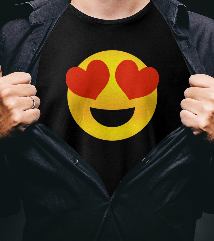 Heart Eyes Emoji Valenti Joyful Face T-Shirt