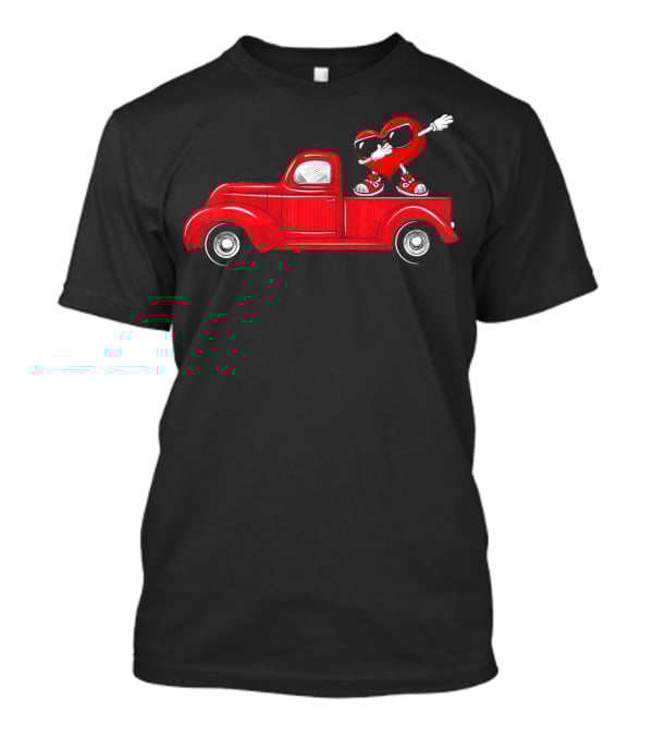 Valentines Heart Figure Riding Classic Red Truck T-Shirt