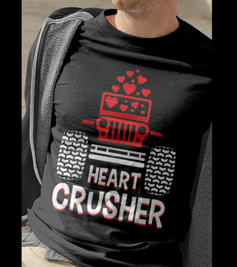 Heart Crusher Jeep Girl Heart Shape Vale Tire Tracks T-Shirt