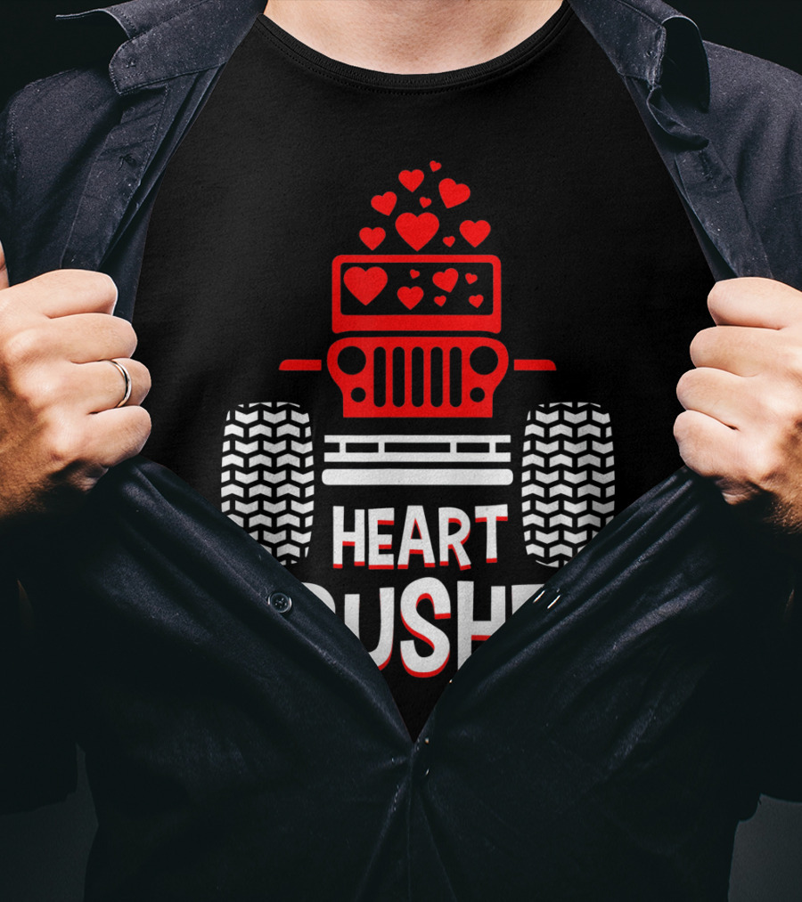 Heart Crusher Jeep Girl Heart Shape Vale Tire Tracks T-Shirt