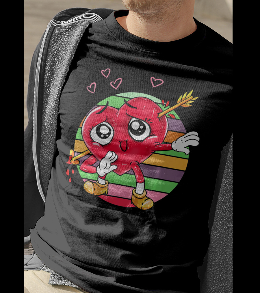 Heart Dabbing Valentines Love Arrow T-Shirt